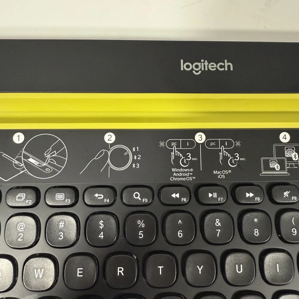 Logitech K480 Bluetooth Multi-Device Keyboard Black Yellow Wireless Universal